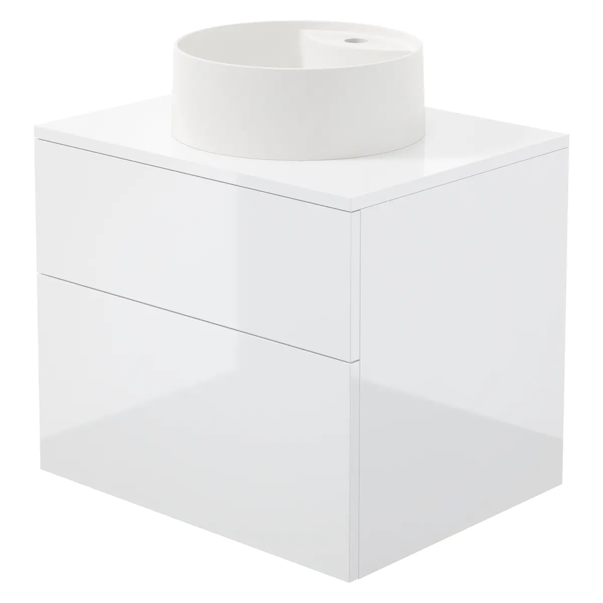 Valamukapp graniitvalamuga Deante Prizma/Silia 600 mm, läikiv valge/alabaster, segistiavaga