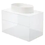 Valamukapp graniitvalamuga Deante Prizma/Silia 800 mm, läikiv valge/alabaster, segistiavata