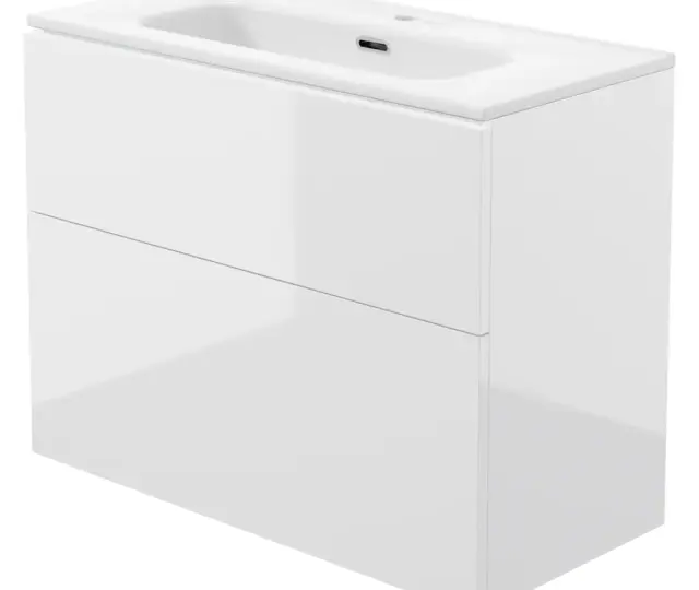 Valamukapp keraamilise valamuga Deante Prizma/Tubo 800 mm, läikiv valge