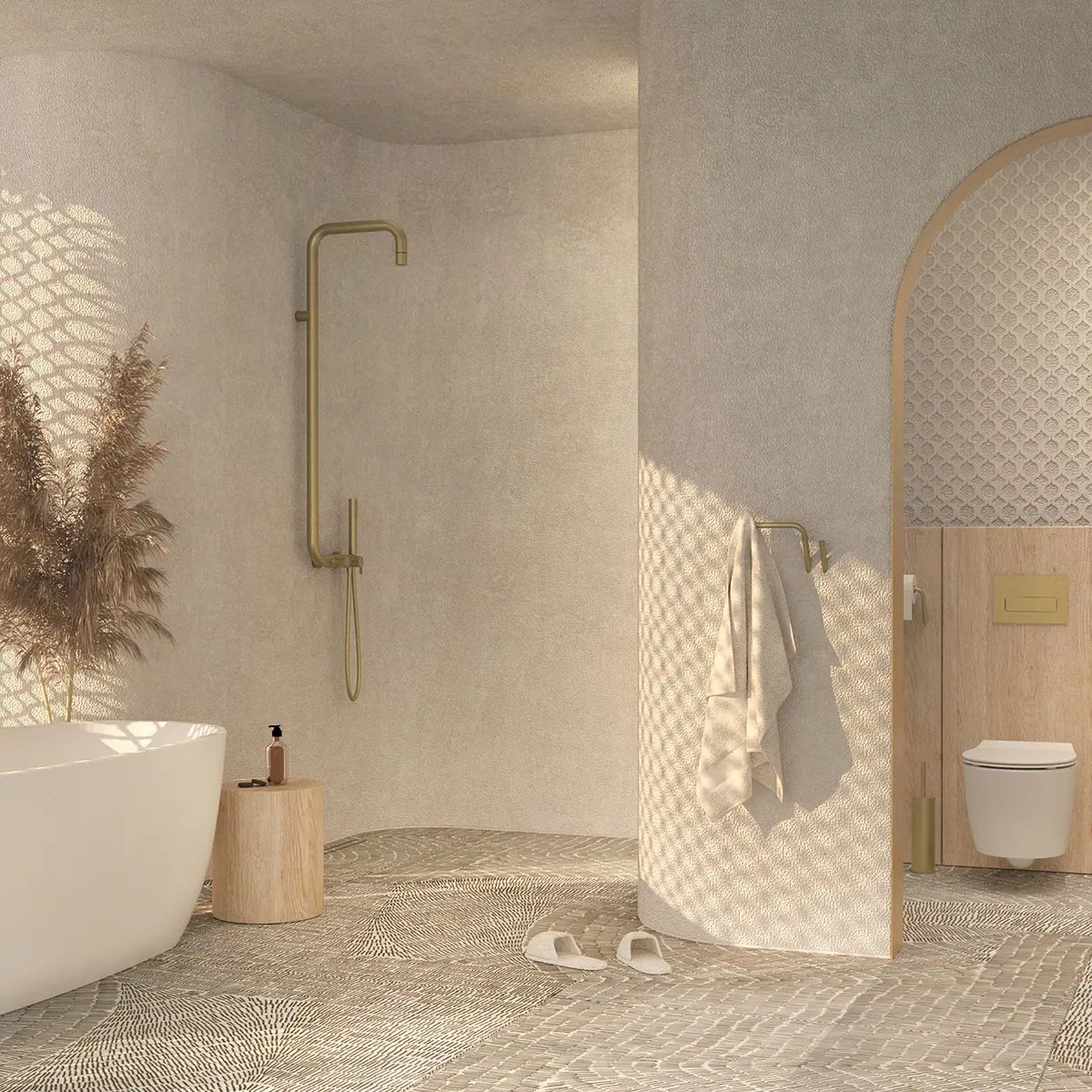 WC loputusnupp slim Deante 247x165 mm, harjatud kuld