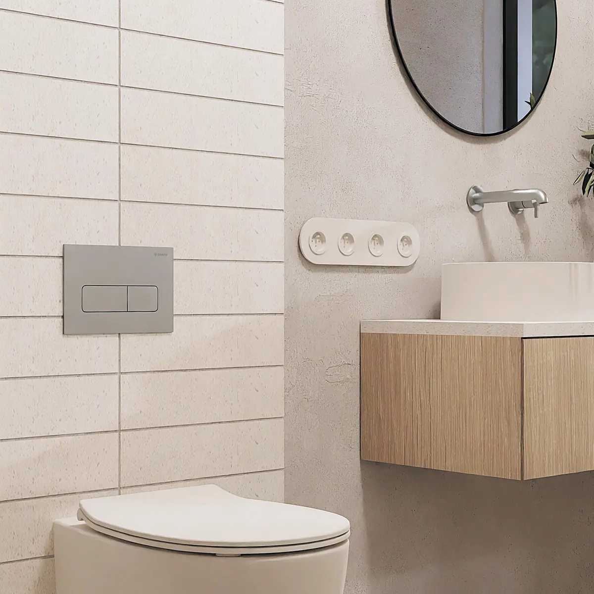 WC loputusnupp slim Deante 247x165 mm, harjatud teras