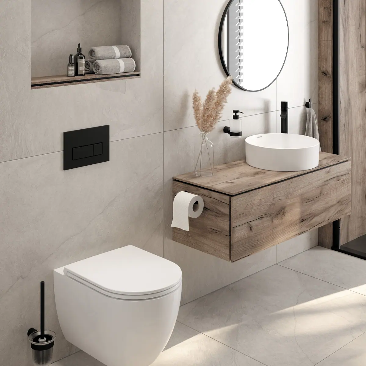 WC loputusnupp slim Deante 247x165 mm, must