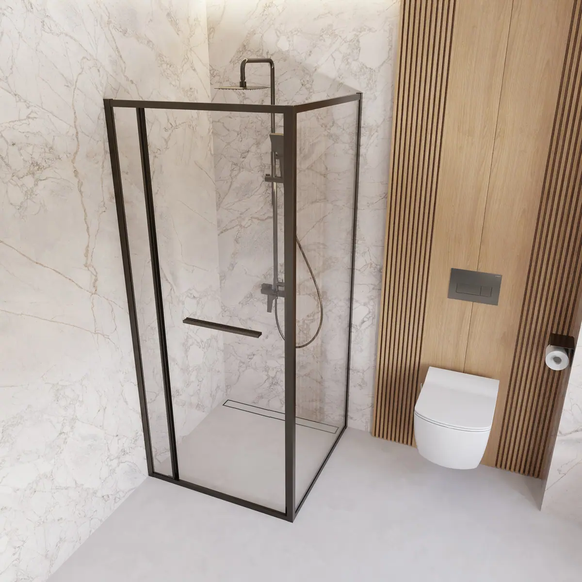 WC loputusnupp slim Deante 247x165 mm, titaan