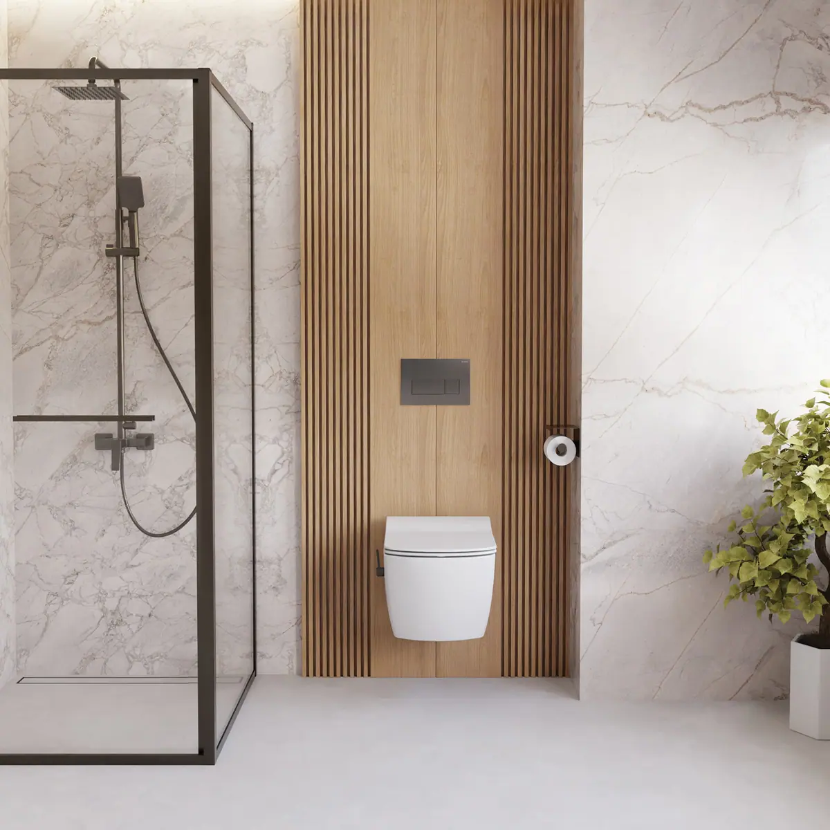 WC loputusnupp slim Deante 247x165 mm, titaan
