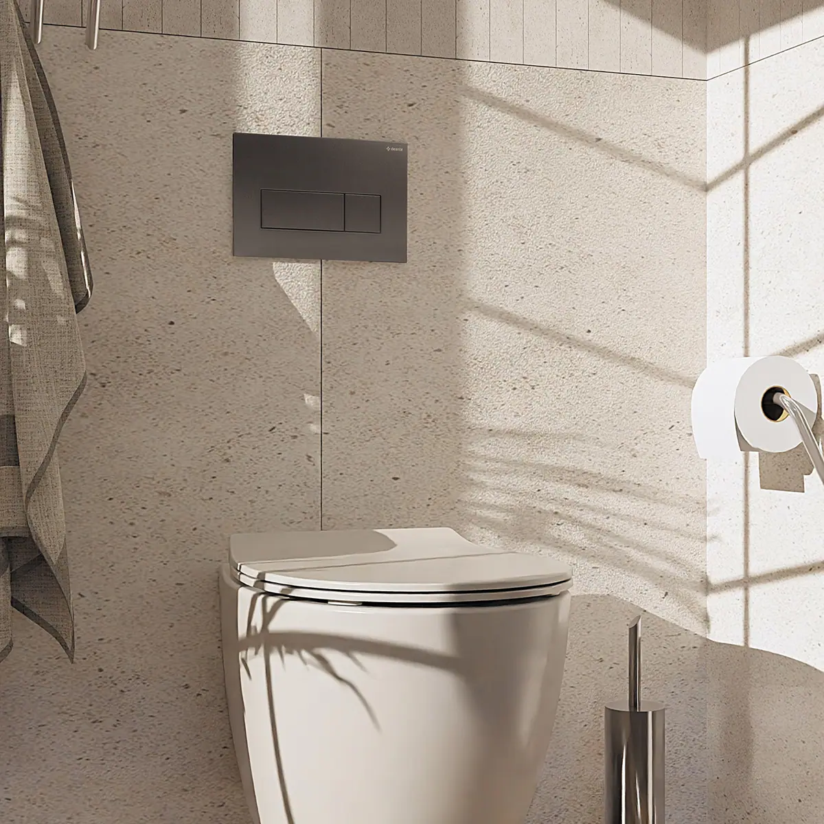 WC loputusnupp slim Deante 247x165 mm, titaan